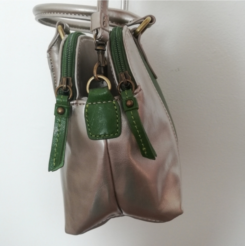 Aurielle Green Silver Gray Genuine Leather Crossbody Bag - Picture 5 of 16